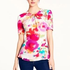 Kate Spade Giverny watercolor floral tulip peplum blouse Size 0